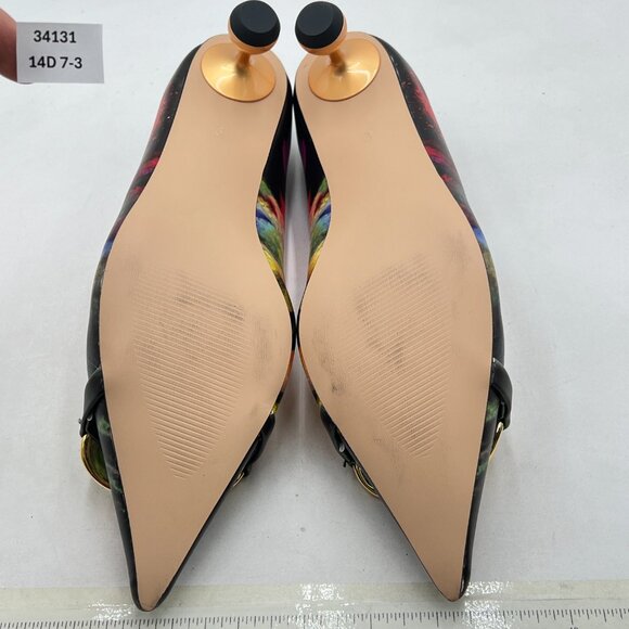 XYD Flame Fog Low Heel Pointed Toe Pumps with Metal Chain Solid Golden Heel Shoe - Picture 7 of 8